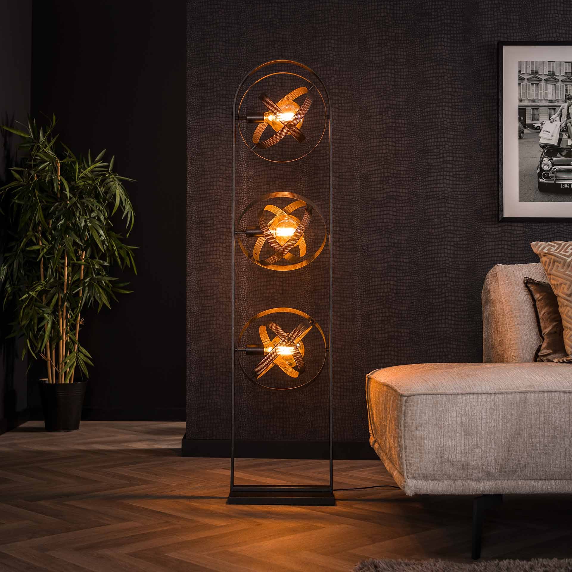 Vloerlamp 3L cosmos mesh / Artic zwart