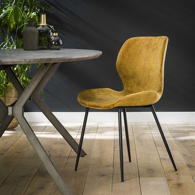 Stoel ronde buis. VPE4 / Goudkleurig velours