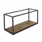 Wandschap Ranco robuust hardhout en grijs metaal, 65x25x30 cm