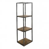 Wandschap Ranco robuust hardhout en grijs metaal, 30x25x100 cm