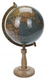Wereldbol Globo grijs op houten voet, 15 cm