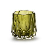 Theelichthouder Lucette groen glas, 7,5x7,5 cm