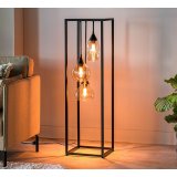 Vloerlamp Lungo frame amber glas 3-lichts
