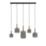 Hanglamp Peglio smoke + antiek brons 5 lampen
