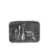 Opbergblik Make-up zwart metaal, 21x15x9 cm