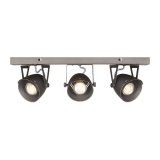Led Spot Cap (3-lichts) grijs metaal, 48x10x14 cm