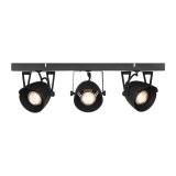 Led Spot Cap (3-lichts) zwart metaal, 48x10x14 cm