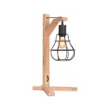 Tafellamp Drop zwart metaal en naturel mangohout, 29x34x53 cm