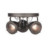 Led Spot Moto (3-lichts) grijs metaal, 30x30x16 cm