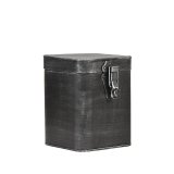 Opbergbox antiek zwart metaal, 15x16x19 cm