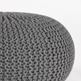 Poef Knitted donkergrijs, 70 cm
