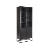 Vitrinekast Level zwart metaal, 80x40x190 cm