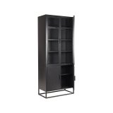 Vitrinekast Level zwart metaal, 80x40x190 cm