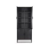 Vitrinekast Level zwart metaal, 80x40x190 cm