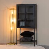 Vitrinekast Level zwart metaal, 70x35x150 cm