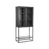 Vitrinekast Level zwart metaal, 70x35x150 cm