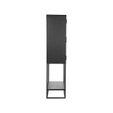 Vitrinekast Level zwart metaal, 70x35x150 cm