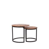 Salontafel Set Duo rough mangohout, 50 cm