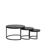 Salontafel Set Triplet zwart mangohout, 70 cm