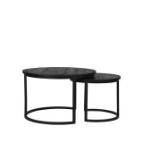 Salontafel Double zwart mangohout, 70 cm
