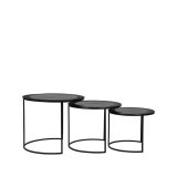 Salontafel Set Tres zwart metaal, 55 cm