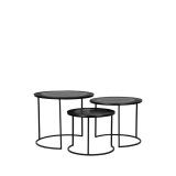 Salontafel Set Tres zwart metaal, 55 cm