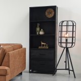 Boekenkast Chili zwart mangohout, 70x45x185 cm