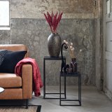 Set Plantenzuilen Vintage zwart mangohout, 35x35x65 cm