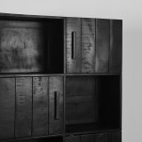 Vakkenkast Santos zwart mangohout, 94x40x150 cm