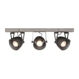Led Spot Cap (3-lichts) grijs metaal, 48x10x14 cm