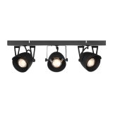 Led Spot Cap (3-lichts) zwart metaal, 48x10x14 cm