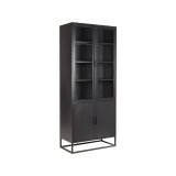 Vitrinekast Level zwart metaal, 80x40x190 cm