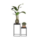 Set Plantenzuilen Vintage zwart mangohout, 35x35x65 cm