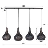 Hanglamp Armor kegel 4L zwart bruin