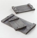 Dienblad Abrega grijs hout, 35x24x4 cm