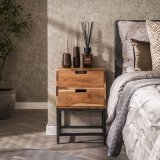 Nachtkastje 2L flat / Massief acacia naturel