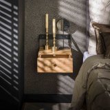 Nachtkastje set/2 XS hangend strip / Massief acacia naturel