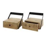 Nachtkastje set/2 XS hangend strip / Massief acacia naturel