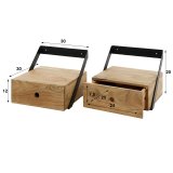 Nachtkastje set/2 XS hangend strip / Massief acacia naturel