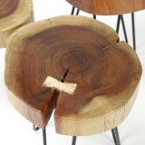 Bijzettafel stam in 6cm dik massief acacia voorzien van stalen frame. VPE2 / Massief acacia naturel