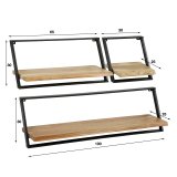 Wandschap set/3 lean / Massief acacia naturel