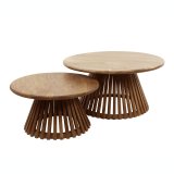 Salontafel set/2 tweak conisch / Massief mango zandkleur