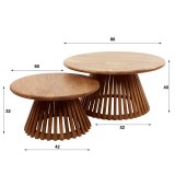 Salontafel set/2 tweak conisch / Massief mango zandkleur