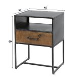 Nachtkastje 1L blend / Robuust hardhout