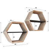 Wandschap set/2 hexagon Teakhout verweerd / Teakhout verweerd