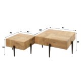 Salontafel set/2 blocks / Massief acacia naturel