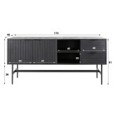 Dressoir 2D/2L marina / Massief mango zwart