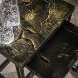 Bijzettafelset 2/ rechthoekig black and gold / Massief gerecycled teakhout black gold