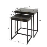 Bijzettafelset 2/ rechthoekig black and gold / Massief gerecycled teakhout black gold