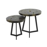 Salontafel set 2/ rond black and gold